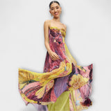 Vibrantti Ikat-kuvioinen maxi-mekko