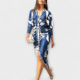 Uniikki midi-mekko, jossa on dolman-hihat ja brasilialainen kuvio