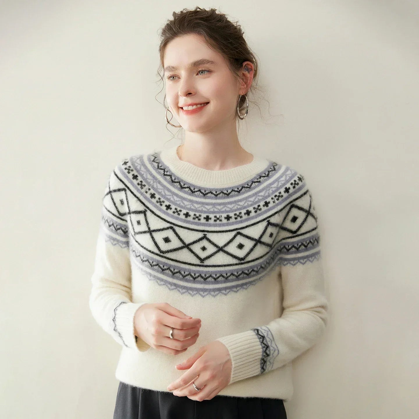 Norvale Alpine cashmere Jacquard-pullover