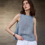 Käännettävä pellavavesti chambray
