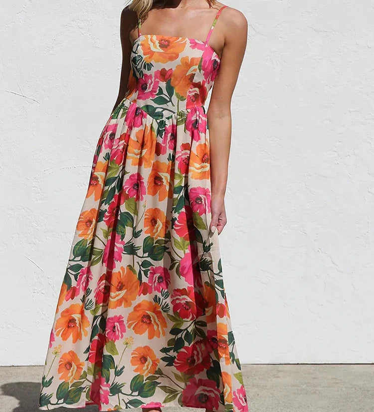 Isadora Maxi-mekko Ilman Selkää Kukilla Naisille