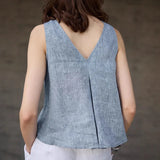 Käännettävä pellavavesti chambray