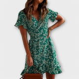 Boho Lyhyt Mekko Vihreänä