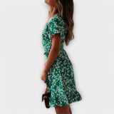 Boho Lyhyt Mekko Vihreänä