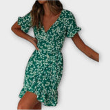 Boho Lyhyt Mekko Vihreänä