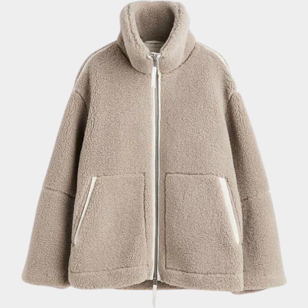 Petra – oversized teddy-takki naisille vetoketjulla