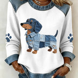Viehättävä dachshund farkkupatchwork