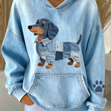 Denim-huppari koirille, joissa on paikka Dachshund